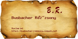 Busbacher Rázsony névjegykártya